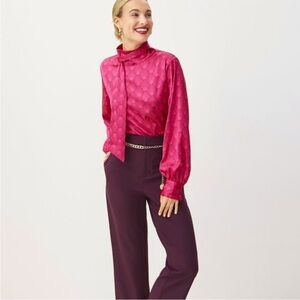 Worthington Geometric Bow Tie Blouse PXXL Pink